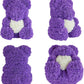 Ours en roses avec cœur Violet 40 cm