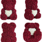 Ours en roses avec coeur  Bordeaux 40 cm
