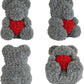 Ours en roses avec coeur 40 cm Gris