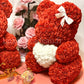 Ours en roses avec cœur 40cm Rouge