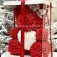 Ours en roses avec cœur 40cm Rouge