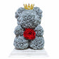 Ours en rose avec rose éternelle 25 cm
