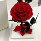 Rose éternelle sous cloche 12*20cm