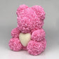Ours en roses avec cœur perles 40 cm Rouge